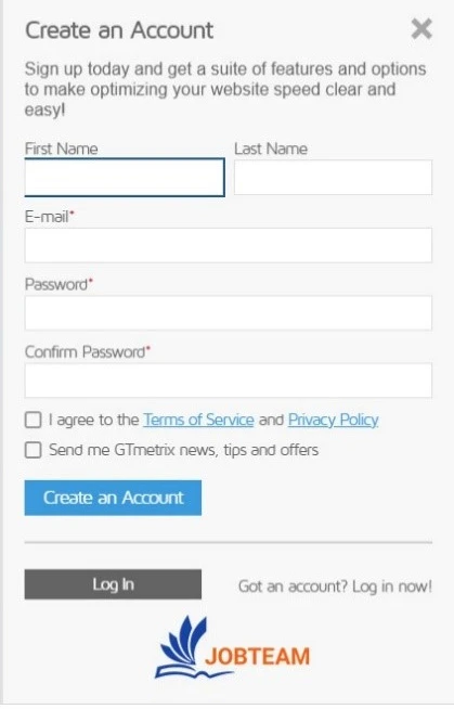 ثبت نام در جی تی متریکس تکمیل اطلاعات