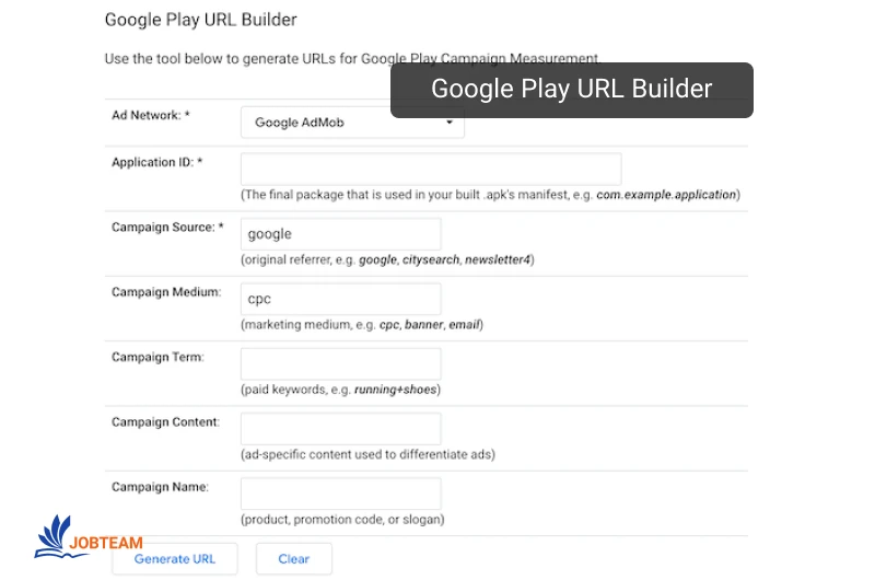 ساخت utm با Google Play URL Builder