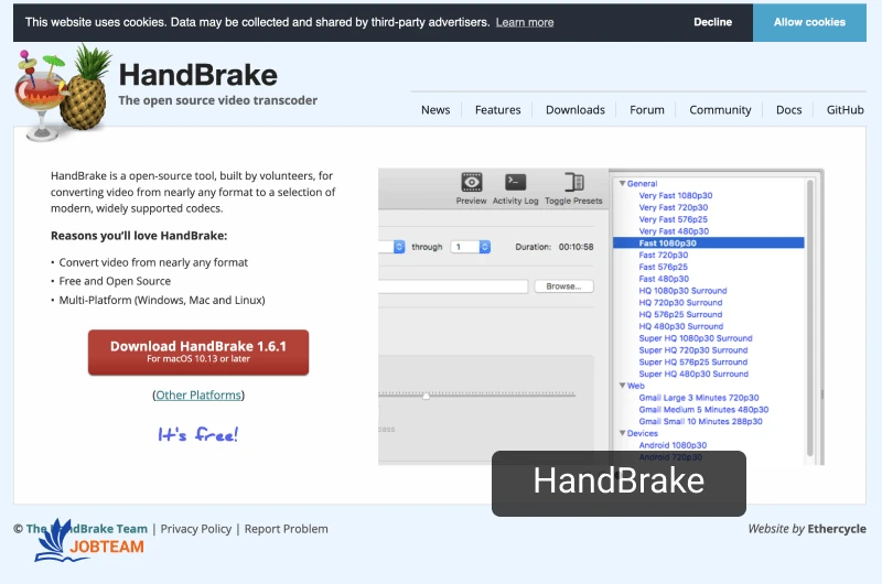 فشرده ساز فیلم Handbrake فشرده ساز فیلم Handbrake