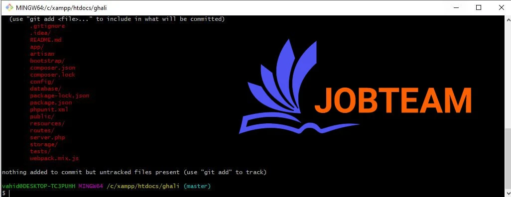 دستور git status برای مشخص کردن موارد جدید برای آپلود روی گیت دستور git status برای مشخص کردن موارد جدید برای آپلود روی گیت