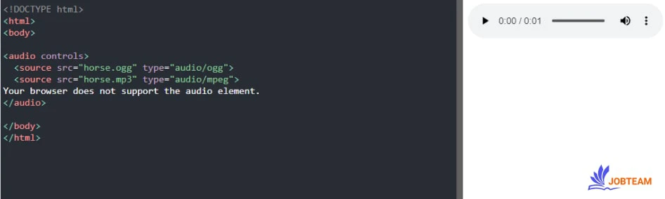 برای پخش فایل های صوتی در صفحات وب از تگ audio استفاده می کنیم