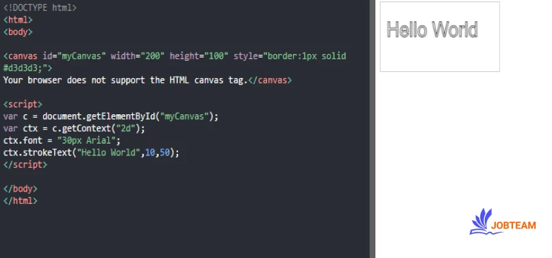 آموزش کانوس canvas در HTML برای رسم اشکال: رسم متن حاشیه دار (stroke) به وسیله canvas و جاوا اسکریپت