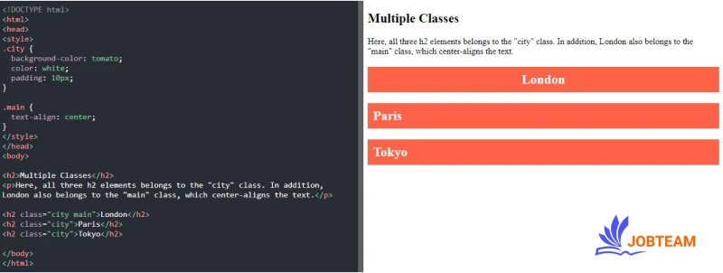 آموزش کلاس در HTML: کلاس های چندگانه (Multiple Classes) در HTML