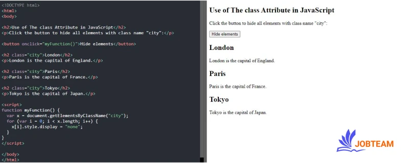 آموزش کلاس در HTML: استفاده از کلاس (Class) HTML در جاوااسکریپت (JavaScript)