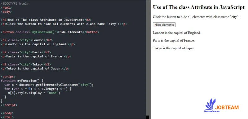 آموزش کلاس در HTML: استفاده از کلاس (Class) HTML در جاوااسکریپت (JavaScript)