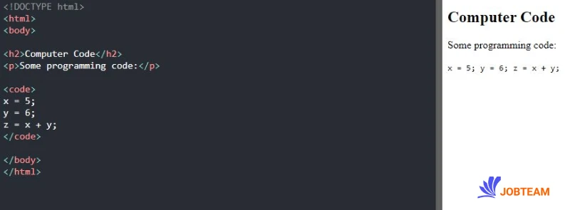 عناصرComputer Code  در زبان نشانه گذاری HTML