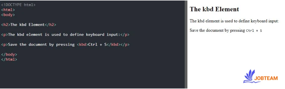 عنصر Kbd در HTML برای تعریف ورودی صفحه کلید استفاده می  شود