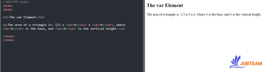 تگ var در HTML برای متغیرها