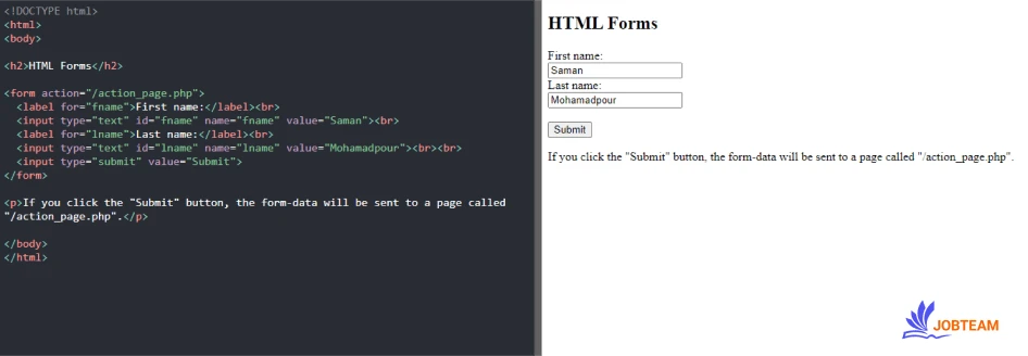 آموزش کار با فرم ها (form) در html: فرم یا form در html