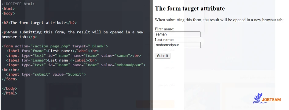 ارسال داده های فرم با متد GET در HTML ویژگی یا خصوصیت های فرم در HTML: ارسال داده های فرم با متد GET در HTML