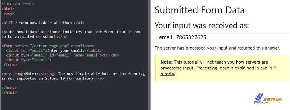 ویژگی novalidate فرم ها در HTML ویژگی یا خصوصیت های فرم در HTML: ویژگی novalidate فرم ها در HTML