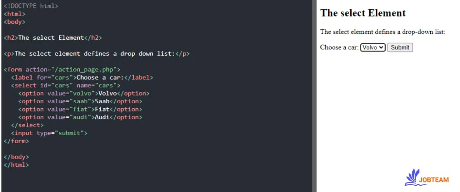 عناصر select و option در فرم HTML تگ یا عناصر قابل استفاده در فرم در HTML (form elements): عناصر select و option در فرم HTML