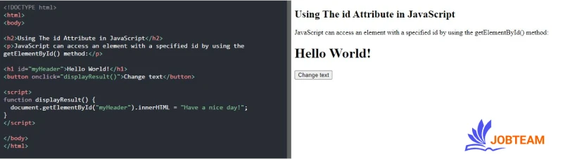 استفاده از ویژگی Id در زبان برنامه نویسی جاوا اسکریپت