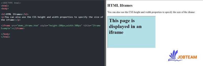 تنظیم عرض و ارتفاع تگ iframe در HTML تنظیم عرض و ارتفاع تگ iframe در HTML