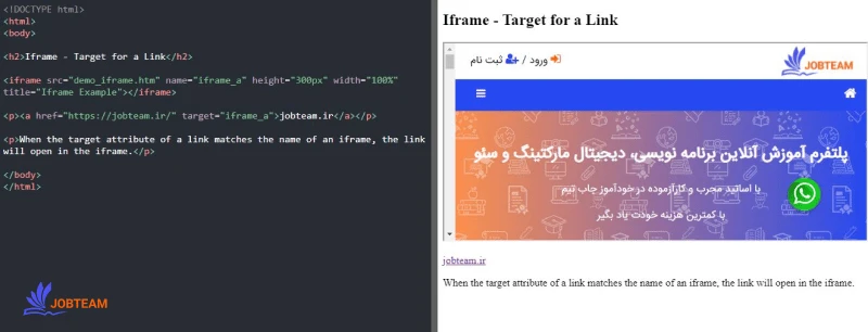تگ iframe به عنوان target frame تگ iframe به عنوان target frame