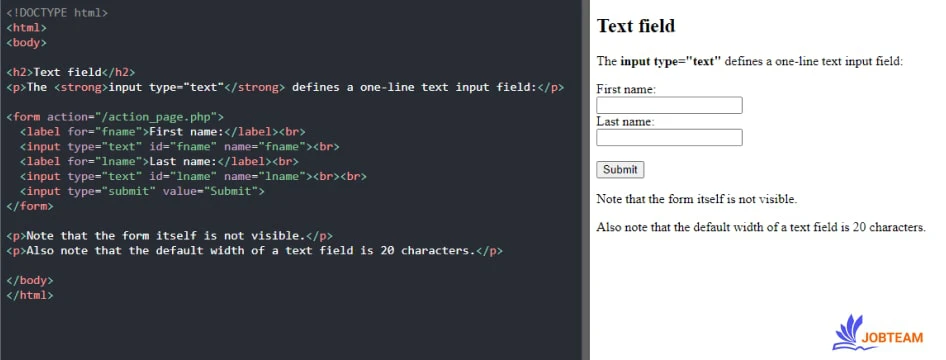 مقدار text در ویژگی type برای input در html مقدار text در ویژگی type برای input در html