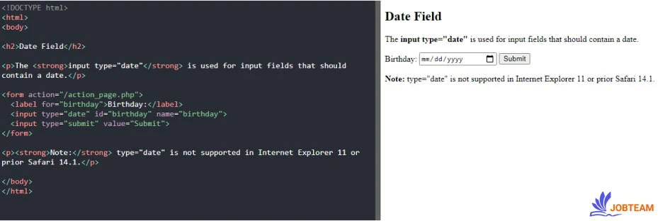 ورودی تاریخ در html با input ورودی تاریخ در html با input