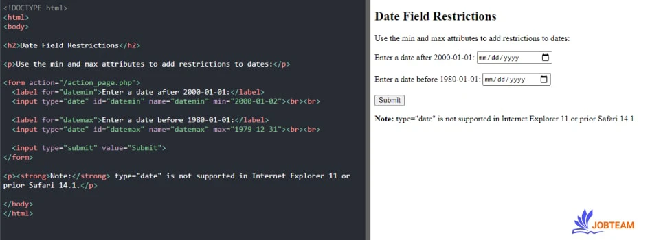 ورودی تاریخ در html با input ورودی تاریخ در html با input