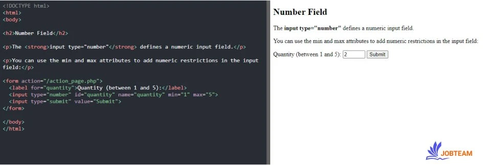 ورودی از نوع عدد input numer ورودی از نوع عدد input numer
