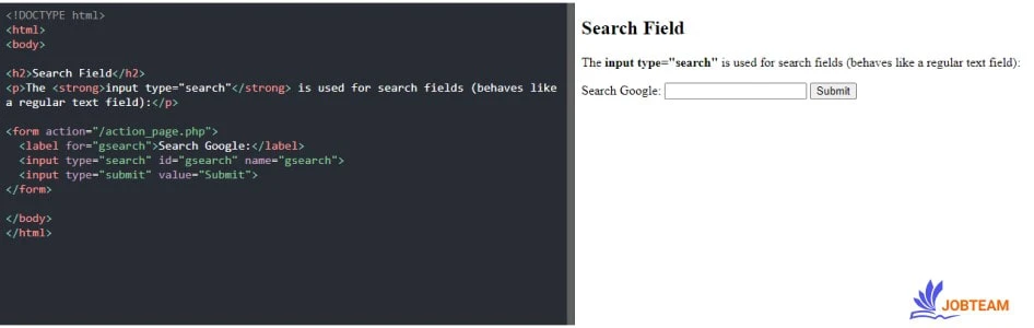 مقدار search در ویژگی type یک input برای ایجاد جستجو مقدار search در ویژگی type یک input برای ایجاد جستجو