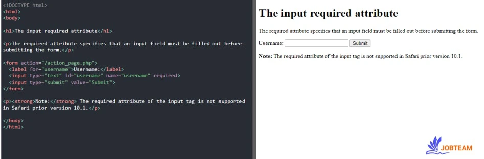 ویژگی required در input در HTML یک فیلد ورودی حتما باید اول پر شود، تا فرم ارسال شود ویژگی های input در html : ویژگی required در input در HTML یک فیلد ورودی حتما باید اول پر شود، تا فرم ارسال شود