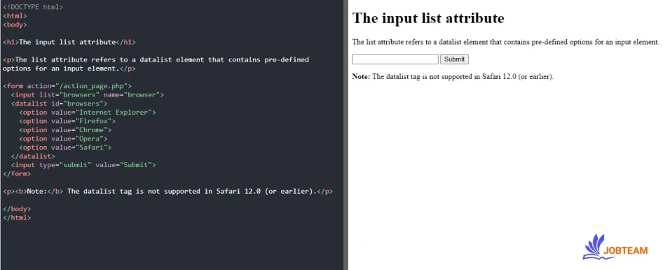 ویژگی list در input در HTML گزینه هایی از پیش تعریف شده برای عنصر input ویژگی های input در html : ویژگی list در input در HTML گزینه هایی از پیش تعریف شده برای عنصر input