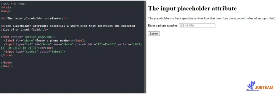 ویژگی placeholder در input در HTML باکس ورودی یک توضیح در مورد نوع مقداری که باید وارد شود به کاربر می دهد ویژگی های input در html : ویژگی placeholder در input در HTML باکس ورودی یک توضیح در مورد نوع مقداری که باید وارد شود به کاربر می دهد