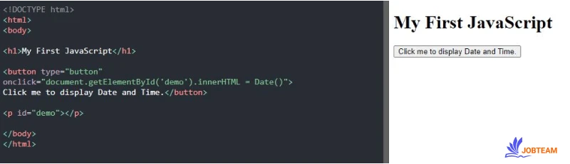 زبان برنامه نویسی جاوااسکریپت (JavaScript) آموزش استفاده از جاوا اسکریپت (JavaScript) در HTML : مثال اول