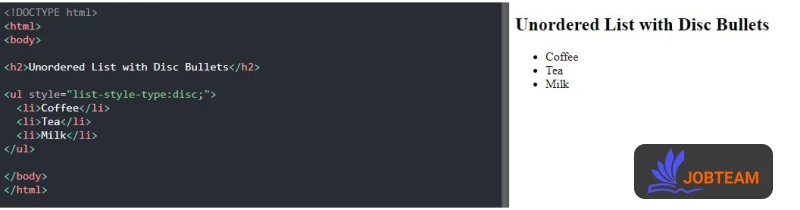 سبک های نشانه گر برای لیست های نامرتب (UL) در HTML