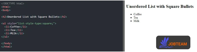 سبک های نشانه گر برای لیست های نامرتب (UL) در HTML