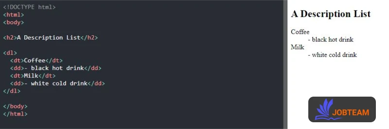 لیست های توصیفی (DL) در HTML