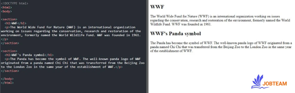 تگ معنایی section در HTML تگ معنایی section در HTML