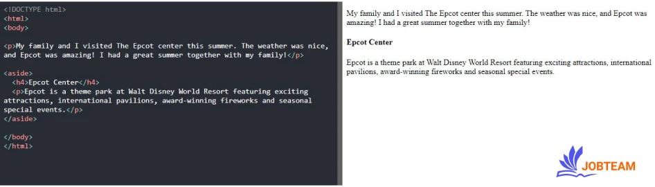 عنصر aside در HTML عنصر معنایی aside در HTML