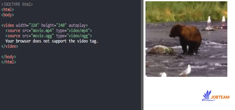 ویژگی autoplay در عنصر video در HTML برای اینکه به محض بارگیری صفحه ویدیو به صورت خودکار پخش شود از ویژگی autoplay در تگ video استفاده می کنیم.
