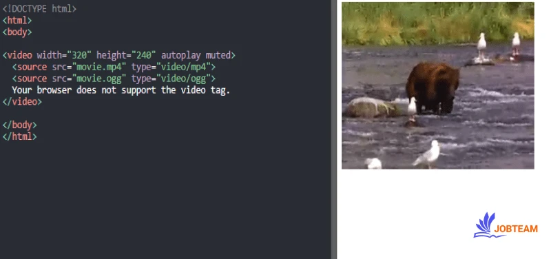 ویژگی muted در عنصر video در HTML ویژگی muted در video برای پخش بی صدا در HTML