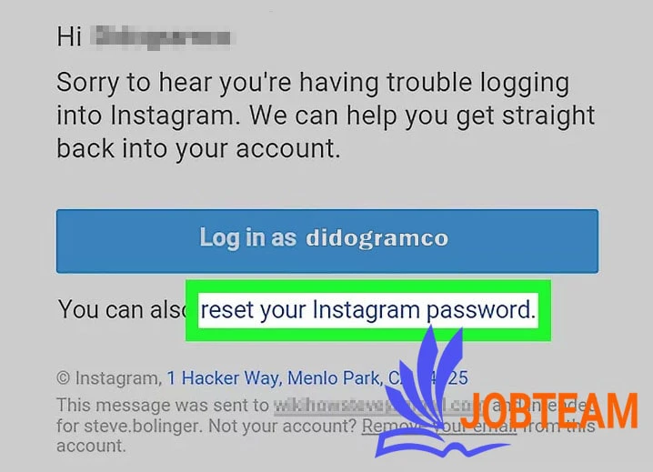آموزش بازیابی اکانت اینستاگرام: از طریق ایمیل مرحله 2