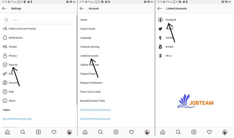 ثبت اکانت فیسبوک از قسمت linked account برای افزایش امنیت اینستاگرام ثبت اکانت فیسبوک از قسمت linked account برای افزایش امنیت اینستاگرام