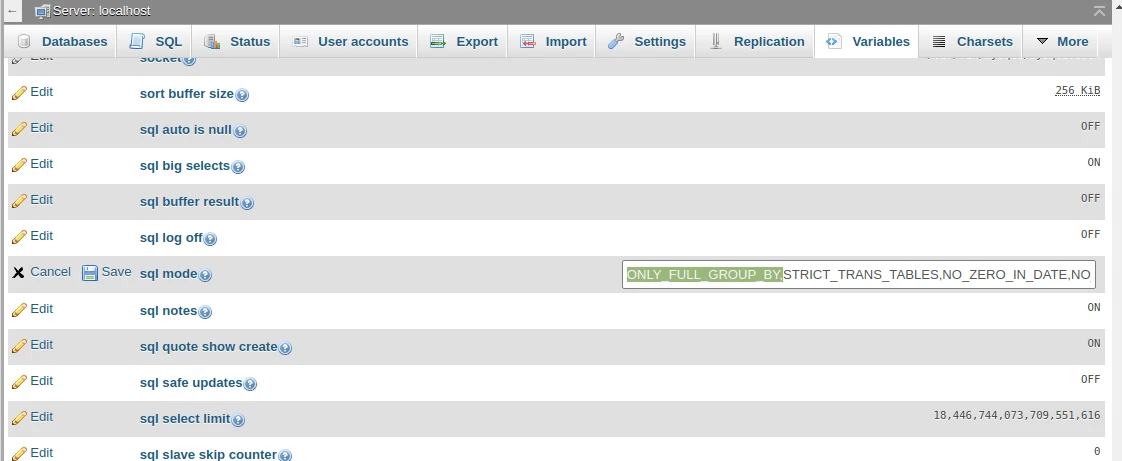 حذف ONLY_FULL_GROUP_BY از دیتابیس mysql حذف ONLY_FULL_GROUP_BY از دیتابیس mysql