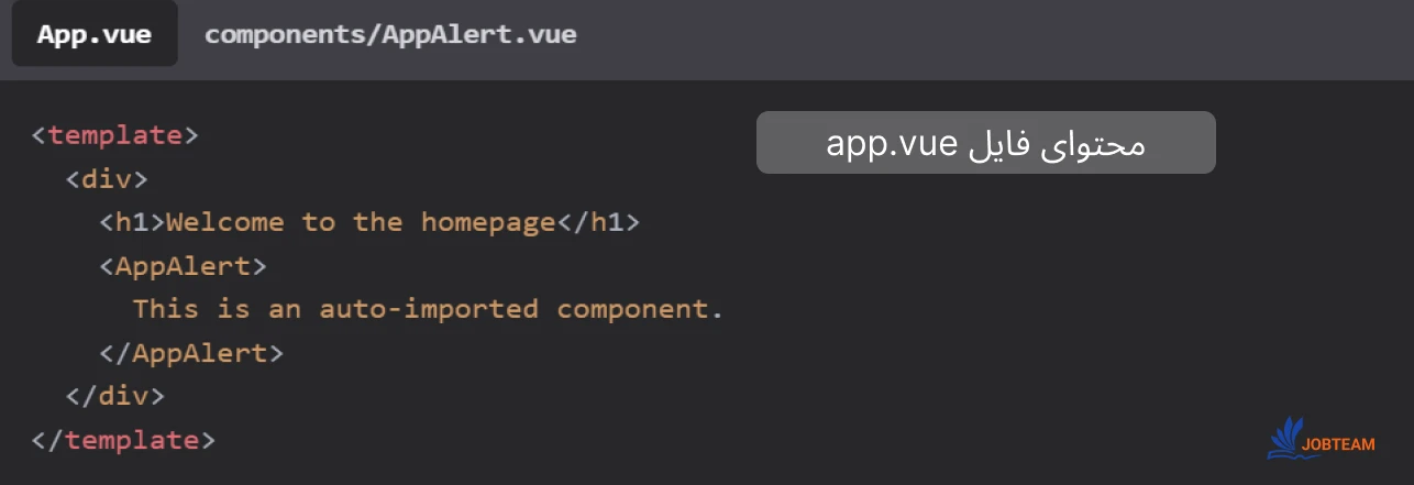 محتوای فایل app.vue محتوای فایل app.vue در nuxt