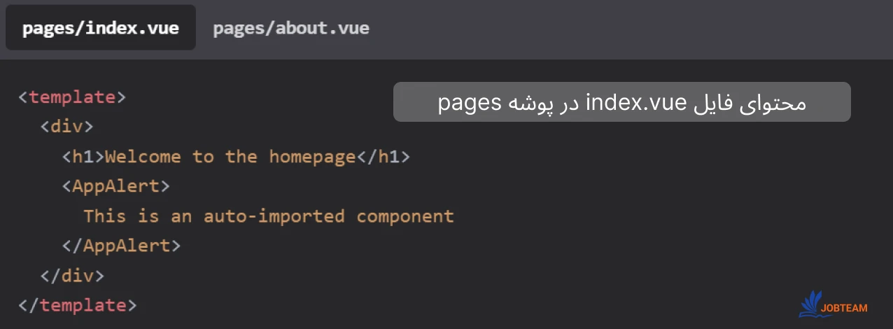 محتوای فایل index.vue در پوشه pages محتوای فایل index.vue در پوشه pages