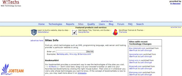 ابزار تشخیص زبان برنامه نویسی سایت W3Techs ابزار تشخیص زبان برنامه نویسی سایت W3Techs