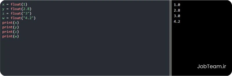 تابع تغییر نوع به عدد اعشاری Float پایتون