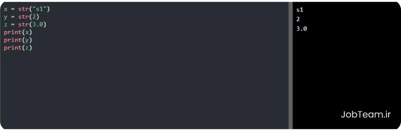 تابع تغییرنوع به رشته ای str در پایتون