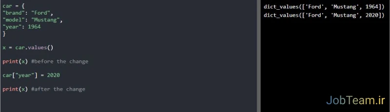 دریافت value ها در Dictiionaries در پایتون (Python)