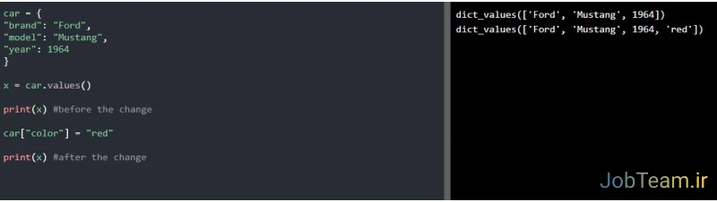 دریافت value ها در دیکشنری در پایتون (Python)