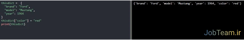 اضافه کردن به آیتم های Dictionary در پایتون (Python)