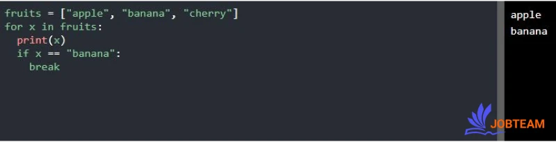 دستور break حلقه for در پایتون (Python) دستور break حلقه for در پایتون (Python)