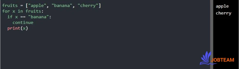 دستور continue حلقه for در پایتون (Python) دستور continue حلقه for در پایتون (Python)