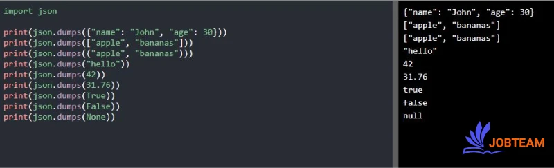 تبدیل از پایتون (Python) به JSON جیسون