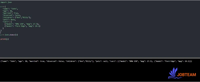 تبدیل از پایتون (Python) به JSON